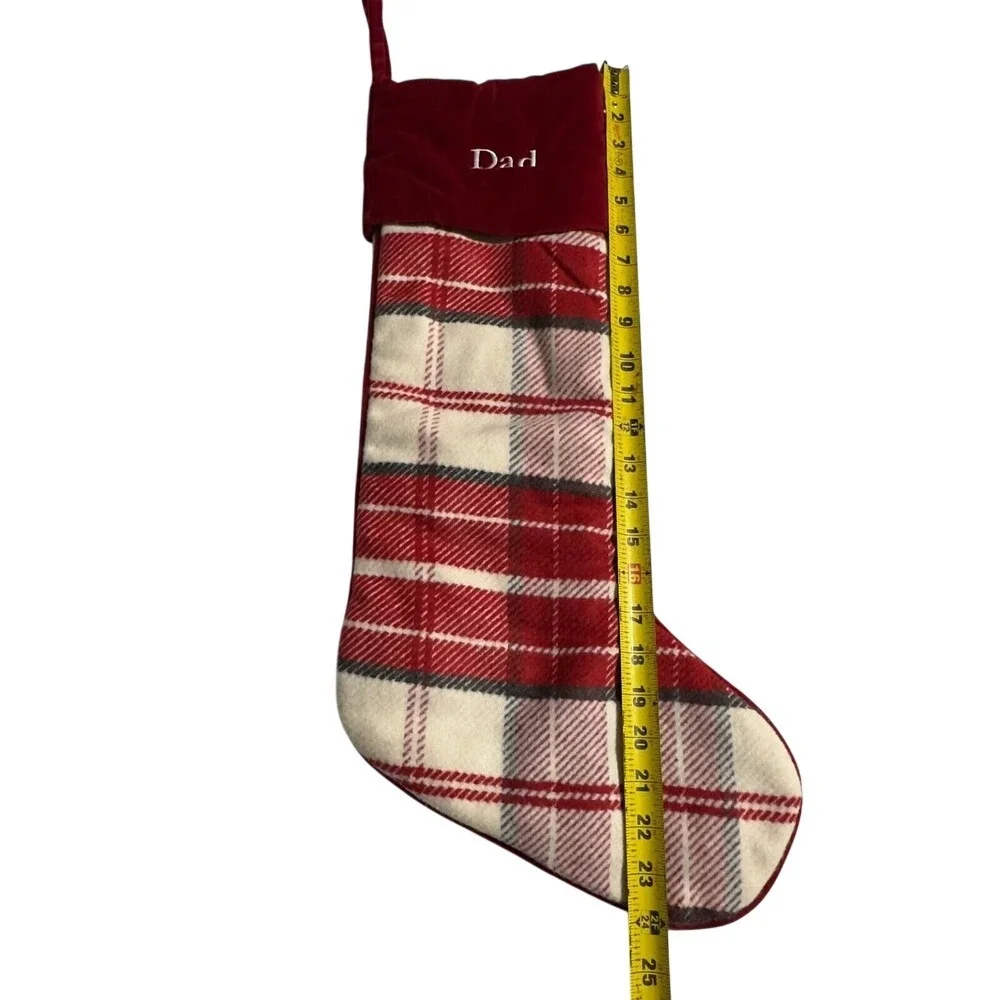 Pottery‎ Barn Red Plaid Christmas Stocking Large 24